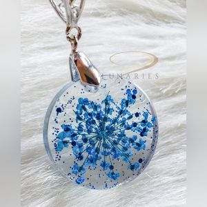 Flower Pendant, Necklace, Resin and Dried Flowers, Handmade